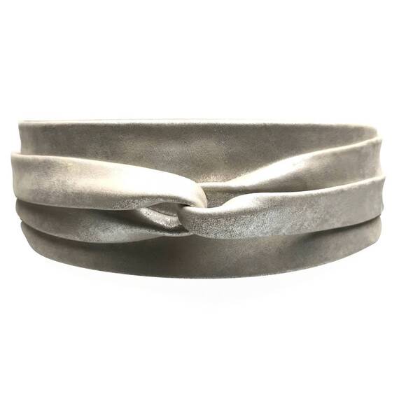 NEW ADA COLLECTION women's wrap belt in silver shimmer